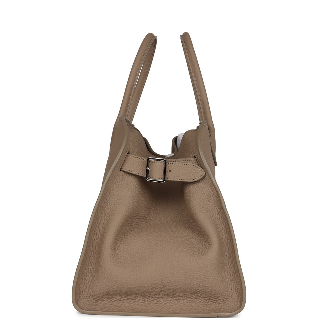 The Row Soft Margaux 15 Bag Dark Taupe Calfskin Silver Hardware