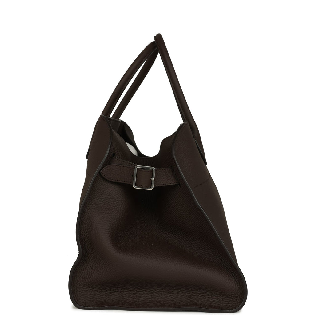 The Row Soft Margaux 15 Bag Deep Brown Calfskin Silver Hardware