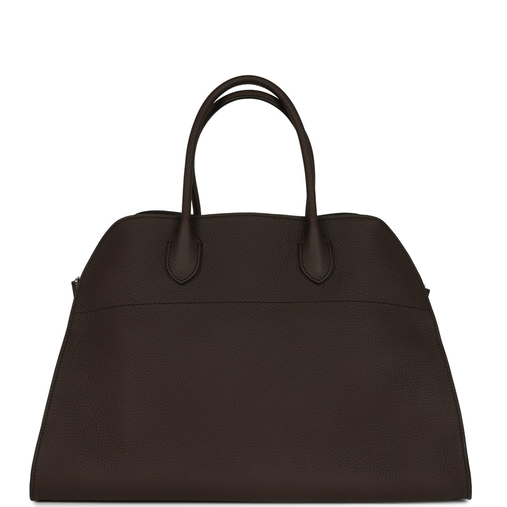 The Row Soft Margaux 15 Bag Deep Brown Calfskin Silver Hardware
