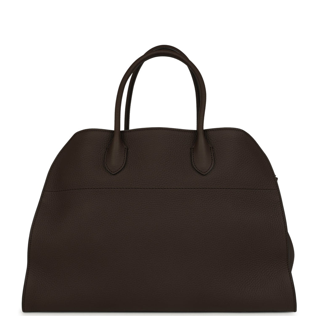 The Row Soft Margaux 15 Bag Deep Brown Calfskin Silver Hardware