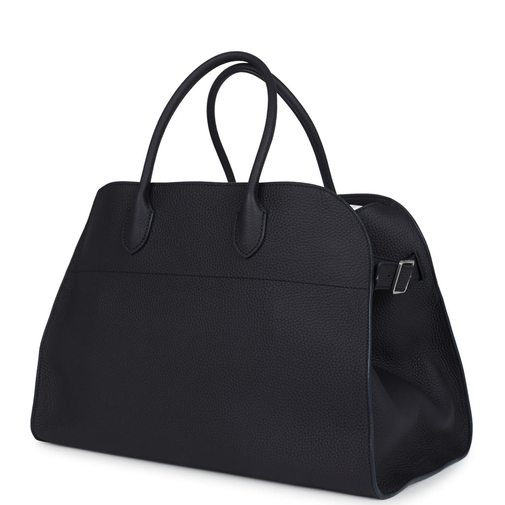 The Row Soft Margaux 15 Bag Midnight Calfskin Silver Hardware