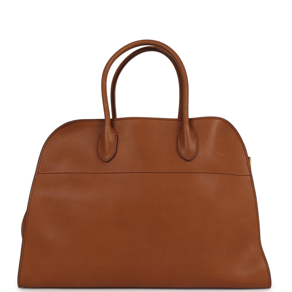 The Row Soft Margaux 15 Cuir Saddle Leather Gold Hardware