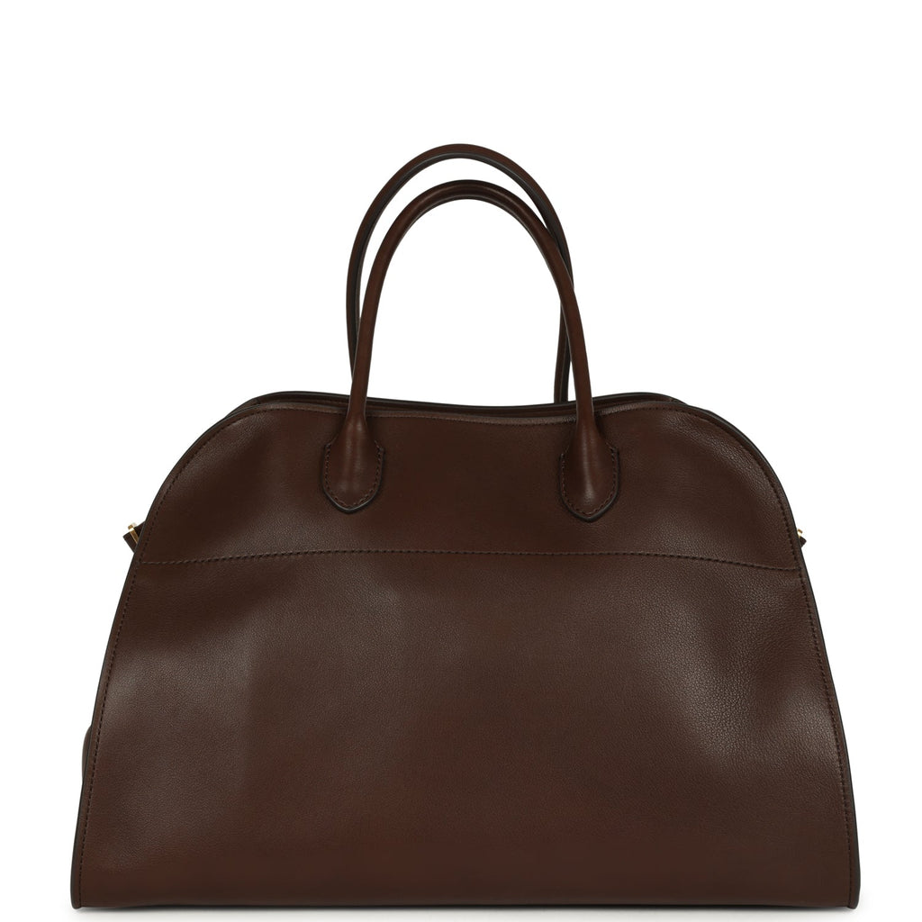 The Row Soft Margaux 15 Deep Brown Saddle Leather Gold Hardware