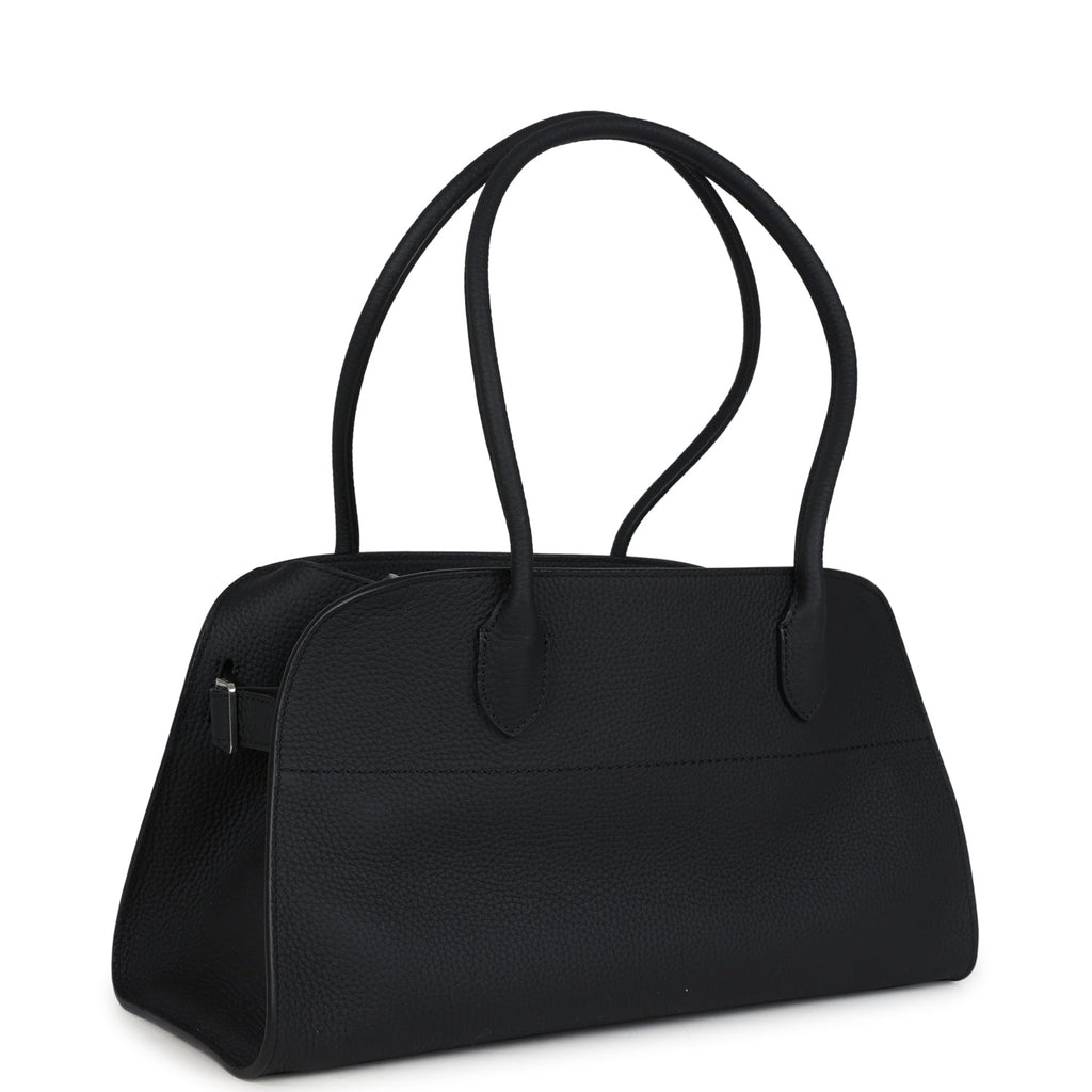 The Row Soft Margaux Shoulder 12 Bag Black Calfskin Silver Hardware