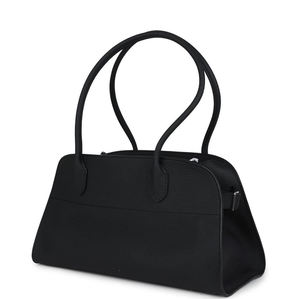 The Row Soft Margaux Shoulder 12 Bag Black Calfskin Silver Hardware