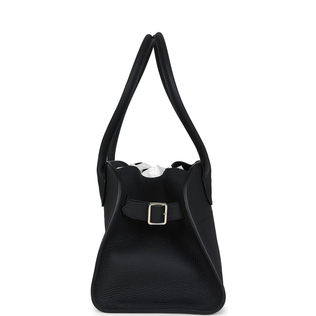 The Row Soft Margaux Shoulder 12 Bag Black Calfskin Silver Hardware