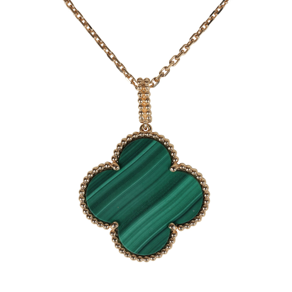 Van Cleef & Arpels Magic Alhambra Long Necklace 1 Motif Malachite 18K Yellow Gold Hardware