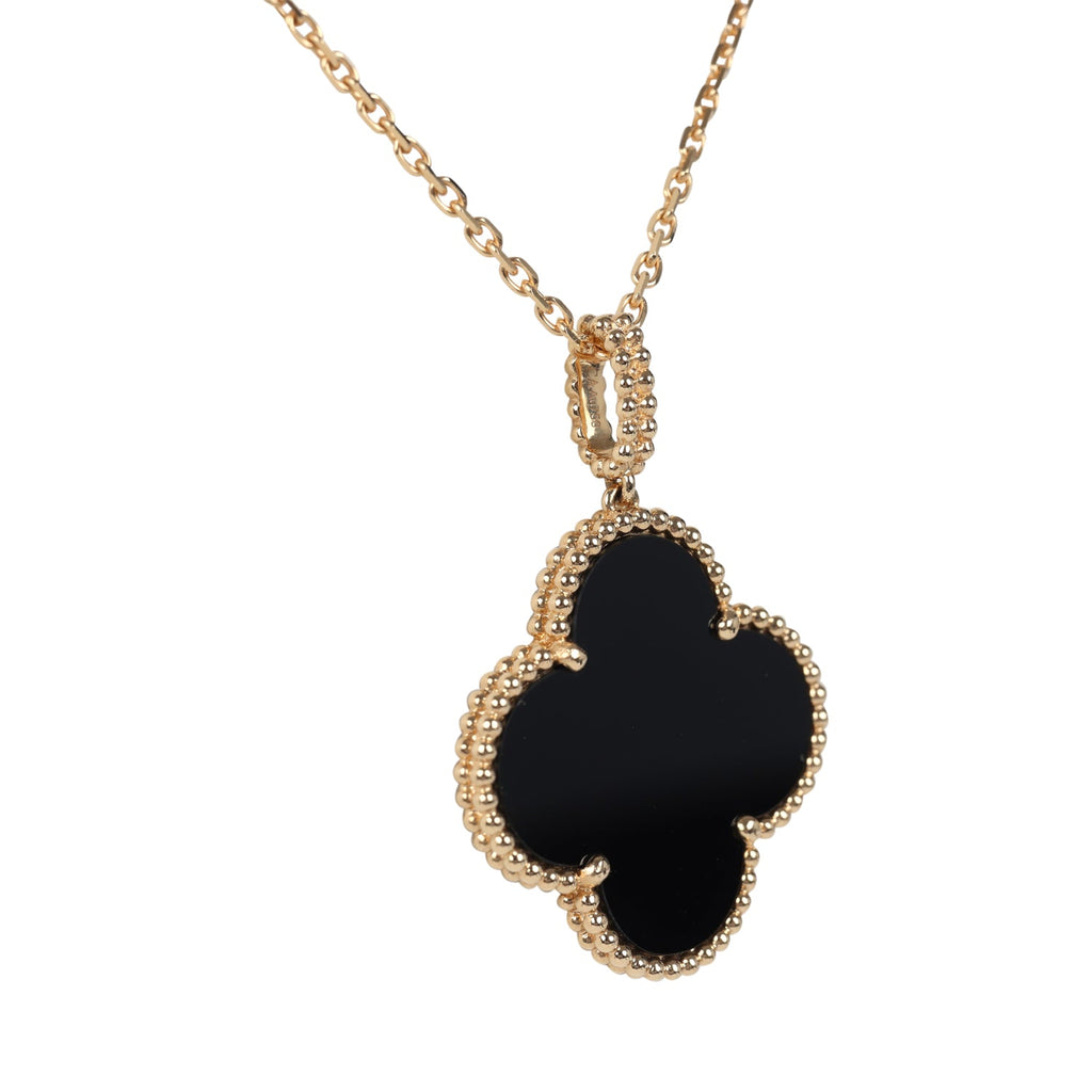Van Cleef & Arpels Magic Alhambra Long Necklace 1 Motif Onyx 18K Yellow Gold Hardware