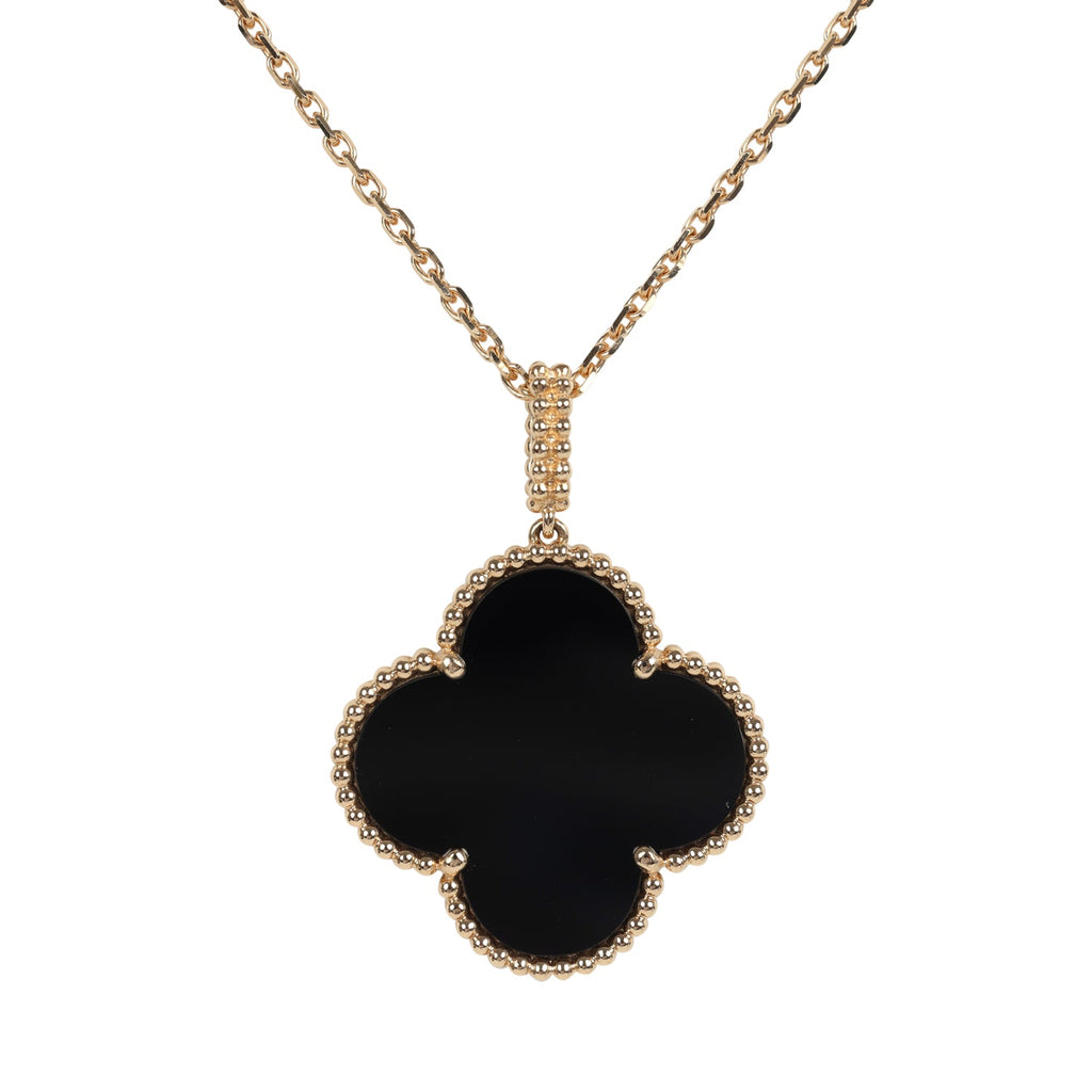 Van Cleef & Arpels Magic Alhambra Long Necklace 1 Motif Onyx 18K Yellow Gold Hardware