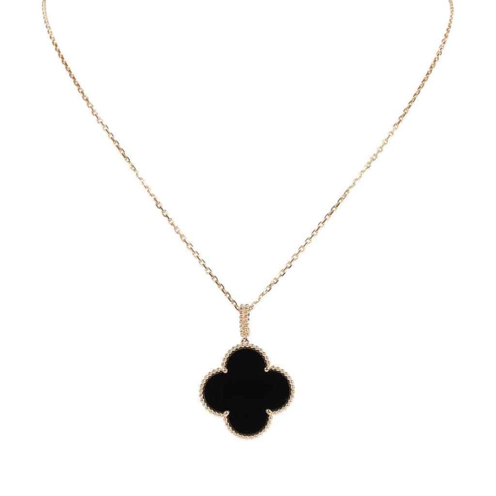Van Cleef & Arpels Magic Alhambra Long Necklace 1 Motif Onyx 18K Yellow Gold Hardware