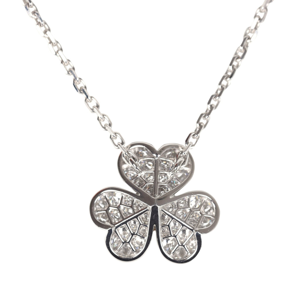 Van Cleef & Arpels Small Frivole Pendant Necklace With Diamonds 18K White Gold Hardware
