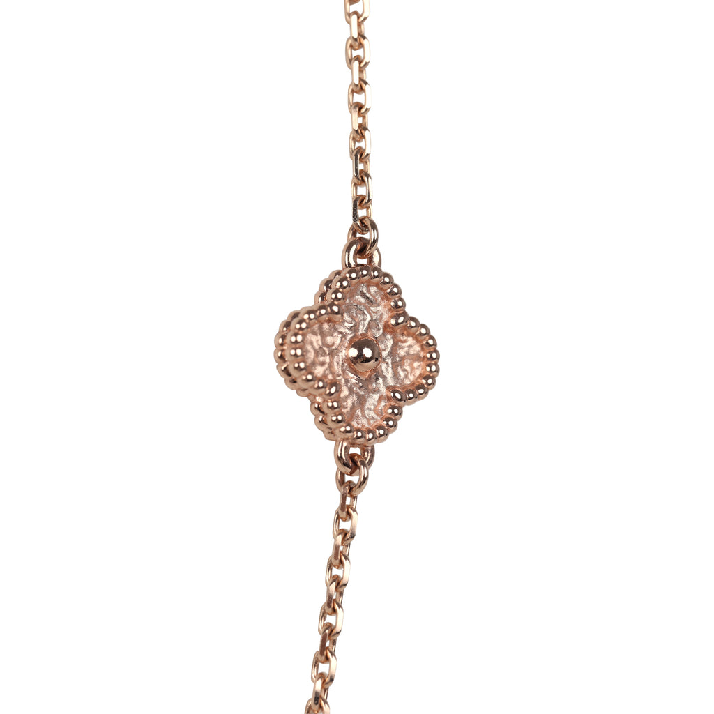 Van Cleef & Arpels Sweet Alhambra 16 Motif Long Necklace 18K Rose Gold Hardware