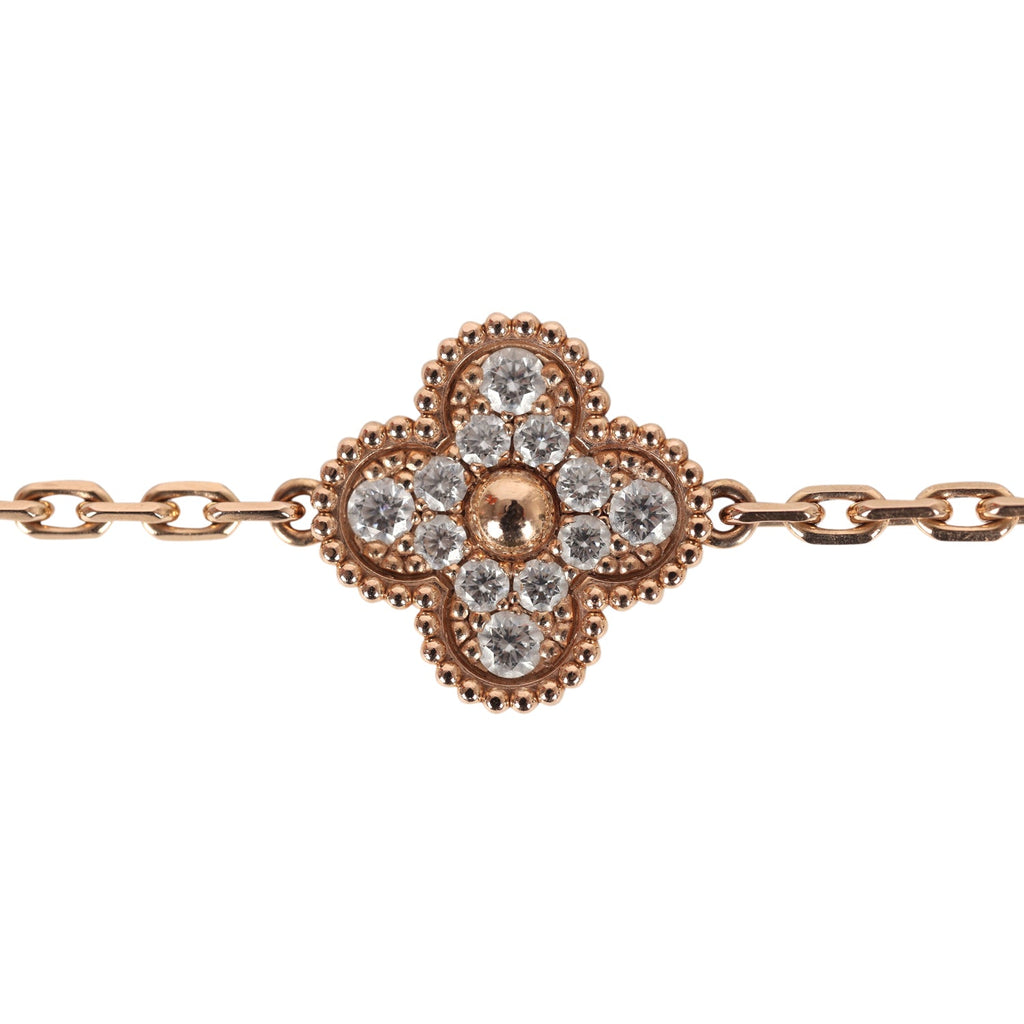 Van Cleef & Arpels Vintage Alhambra 5 Motif Bracelet Mother Of Pearl Diamonds & 18K Rose Gold Hardware