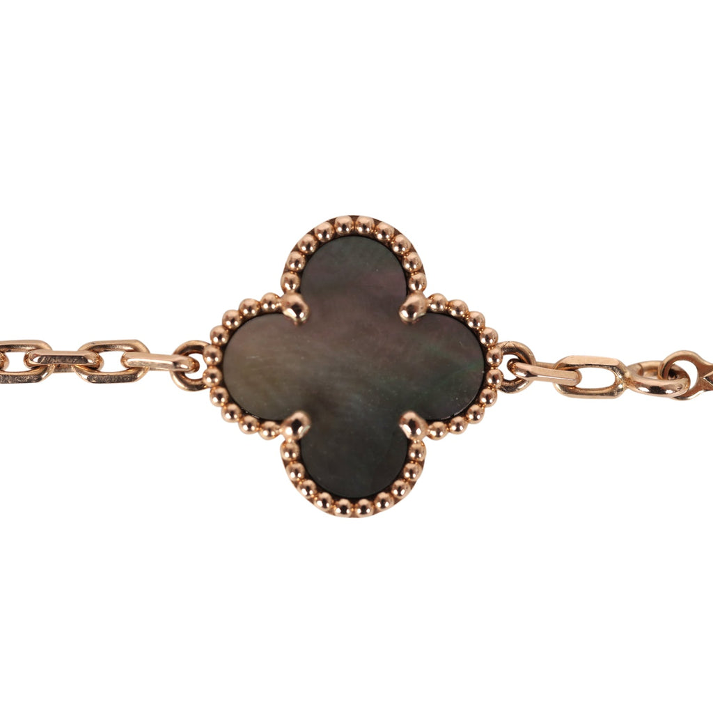 Van Cleef & Arpels Vintage Alhambra 5 Motif Bracelet Mother Of Pearl Diamonds & 18K Rose Gold Hardware