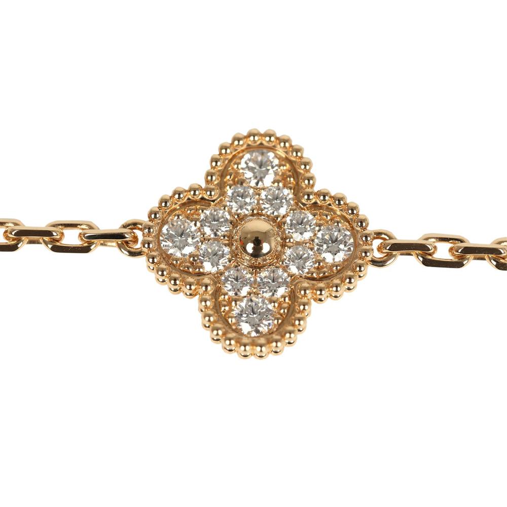 Van Cleef & Arpels Vintage Alhambra 5 Motif Bracelet Turquoise Diamonds & 18K Yellow Gold Hardware
