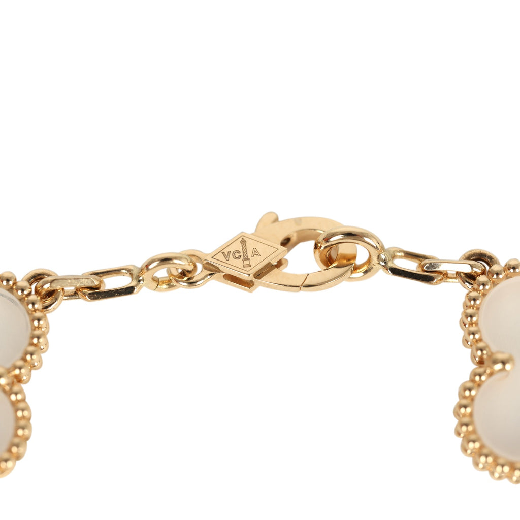 Van Cleef & Arpels Vintage Alhambra Rock Candy Crystal Bracelet 5 Motifs 18K Yellow Gold