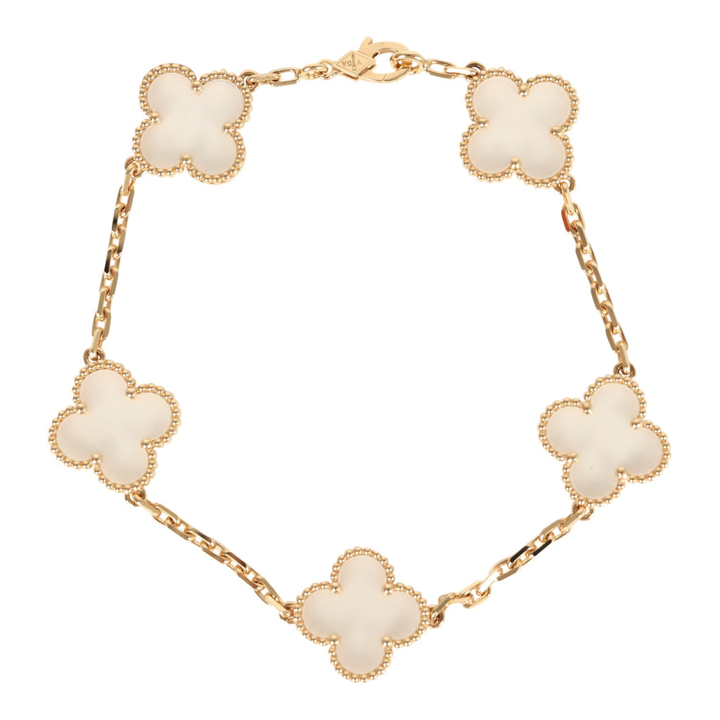 Van Cleef & Arpels Vintage Alhambra Rock Candy Crystal Bracelet 5 Motifs 18K Yellow Gold