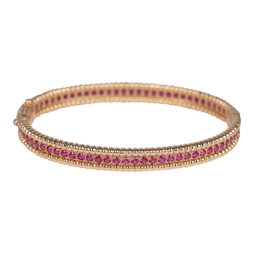 Van Cleef & Arpels X-Small Perlee Ruby Bracelet Diamonds & 18K Rose Gold Hardware
