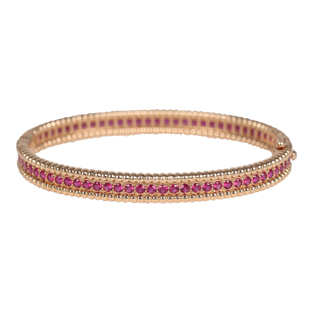 Van Cleef & Arpels X-Small Perlee Ruby Bracelet Diamonds & 18K Rose Gold Hardware