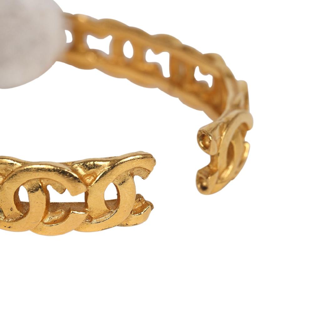 Vintage Chanel 24K Gold Plated CC Bangle Bracelet