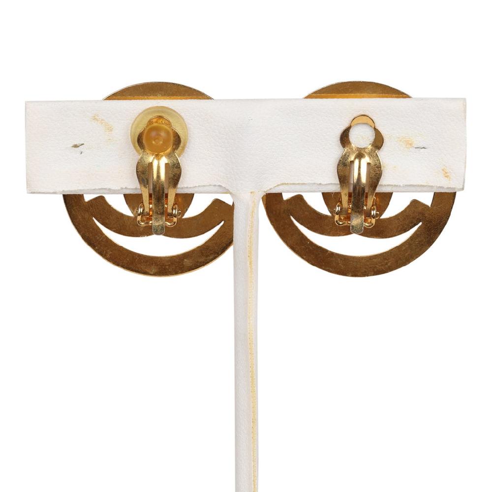 Vintage Chanel 24K Gold Plated CC Circle Turnlock Earrings