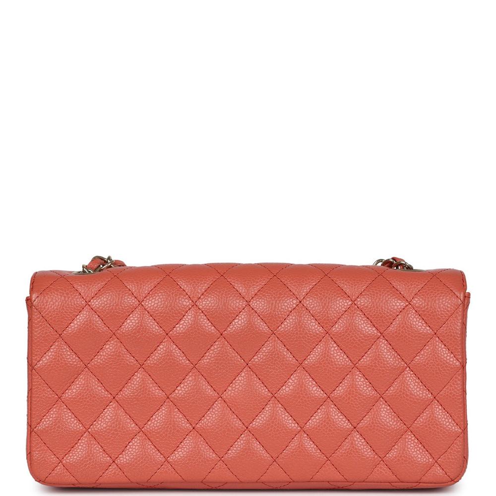 Vintage Chanel Classic East West Single Flap Coral Caviar Light Gold Hardware