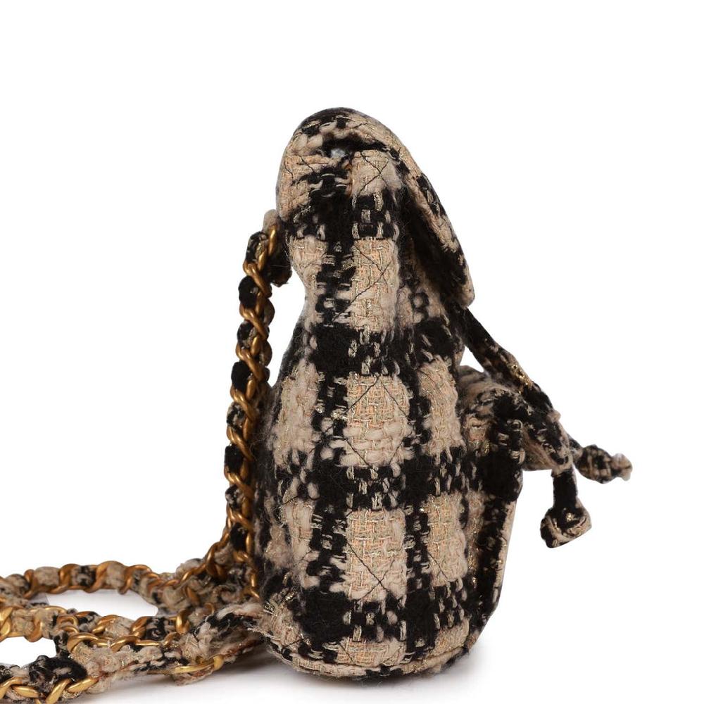 Vintage Chanel Duma Backpack Beige And Black Tweed Gold Hardware