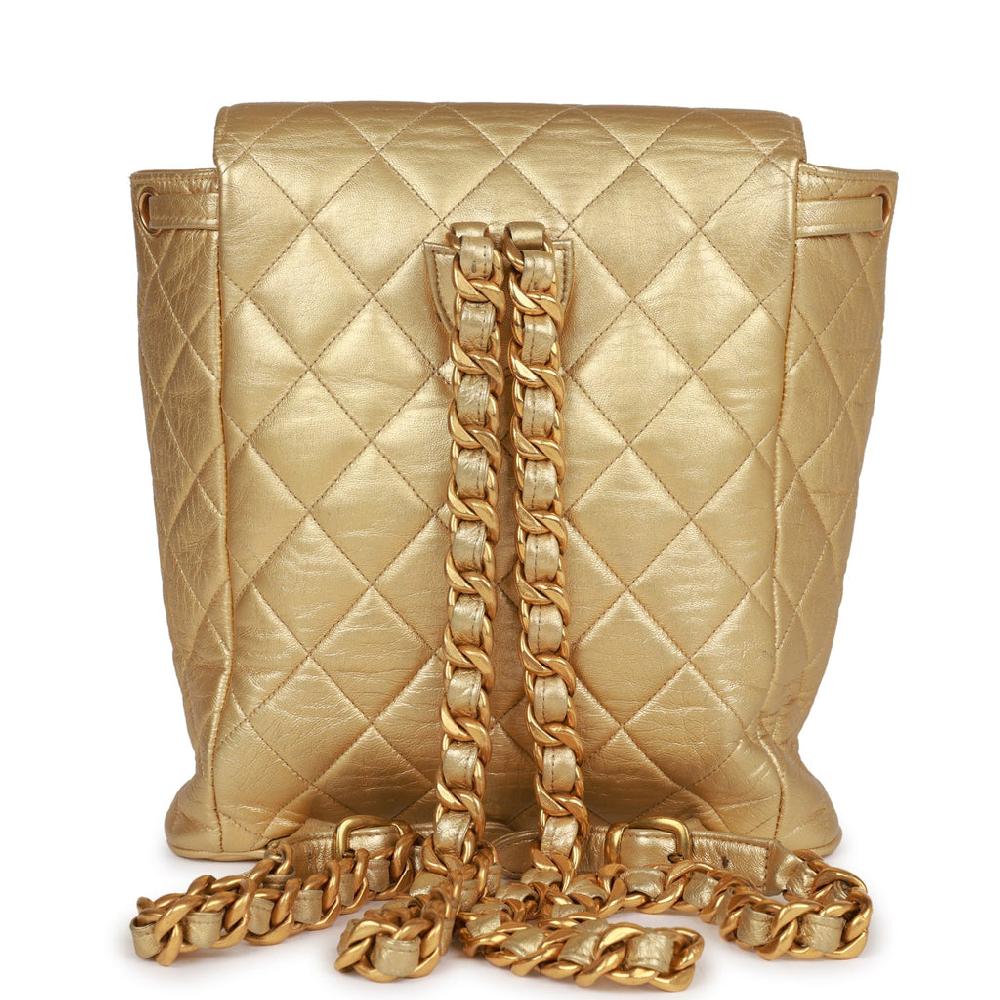 Vintage Chanel Duma Backpack Gold Metallic Lambskin Gold Hardware