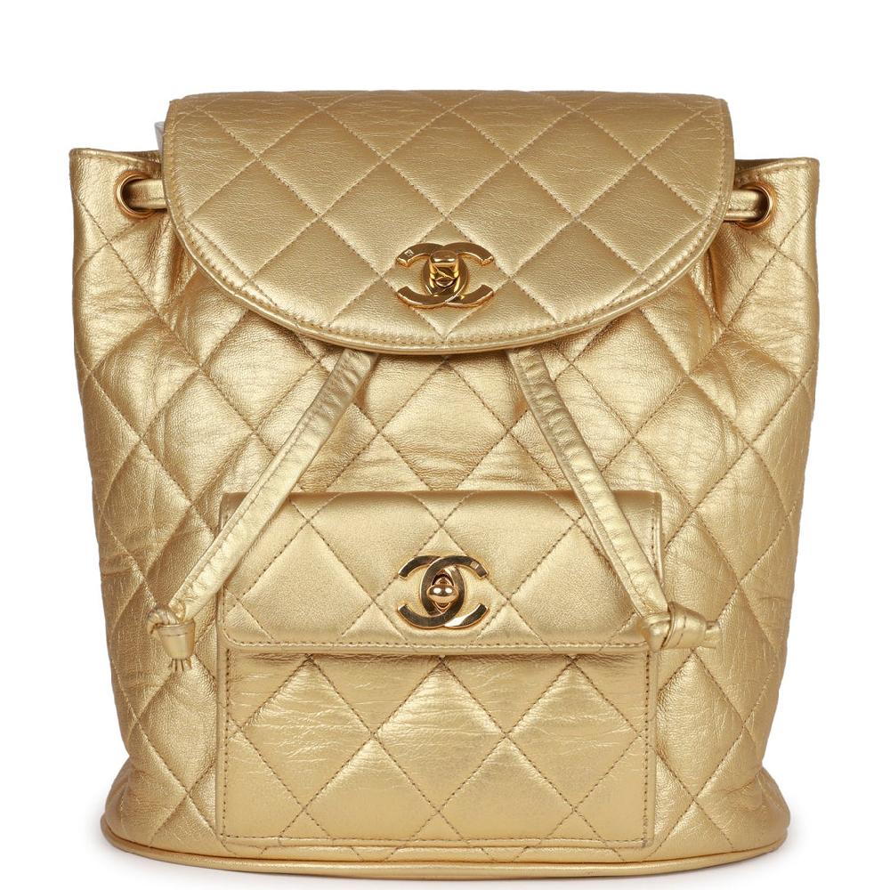 Vintage Chanel Duma Backpack Gold Metallic Lambskin Gold Hardware