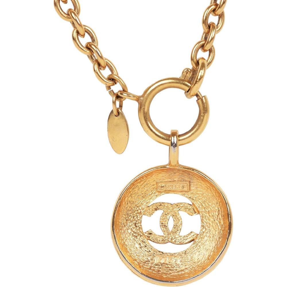 Vintage Chanel Gold Sunburst Interlocking CC Medallion Necklace