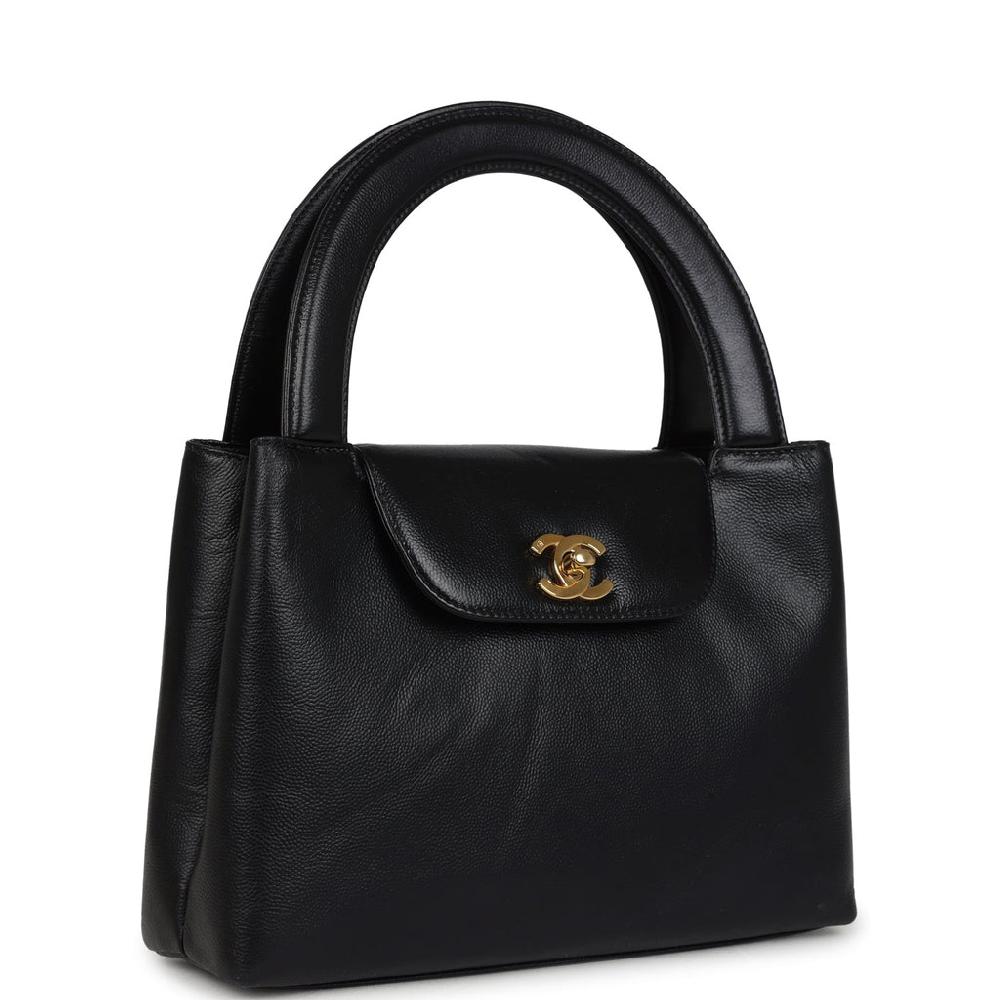 Vintage Chanel Large Kelly Black Caviar Gold Hardware