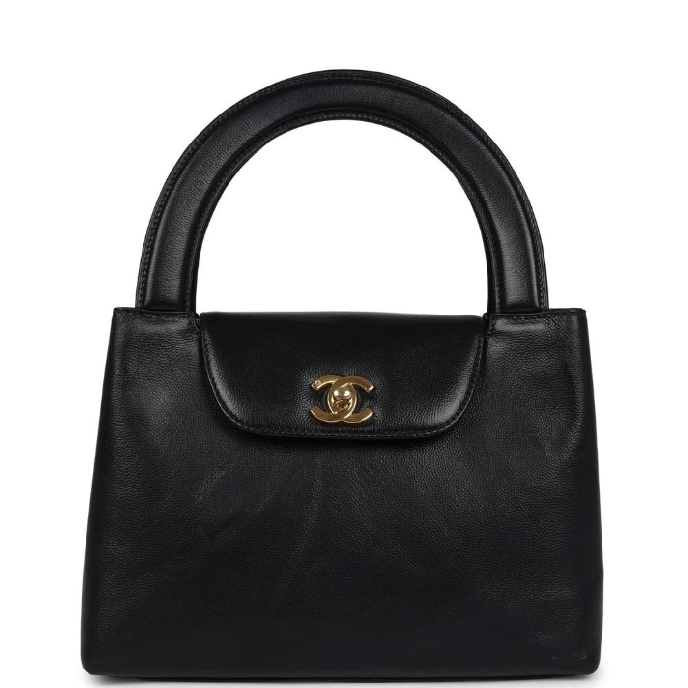 Vintage Chanel Large Kelly Black Caviar Gold Hardware