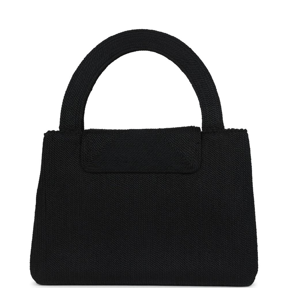 Vintage Chanel Large Kelly Rope Black Woven Gold Hardware