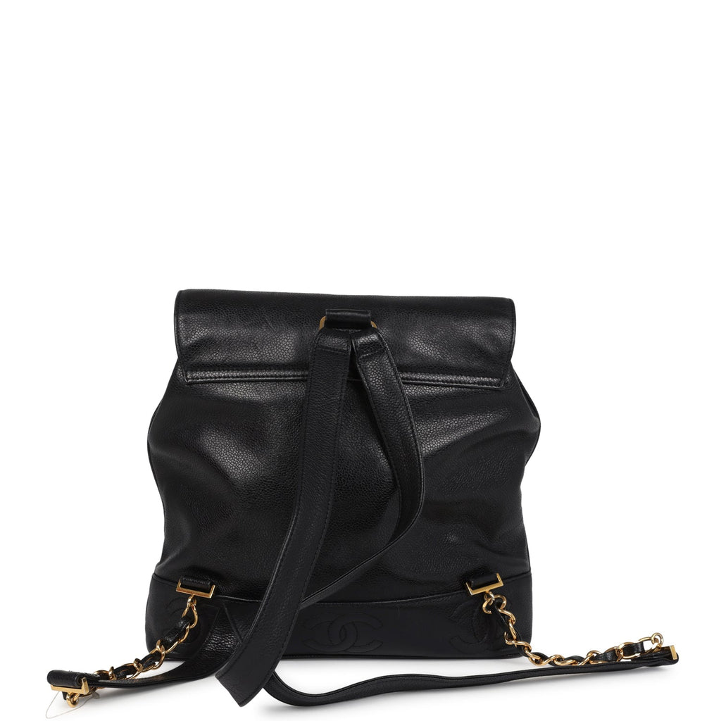Vintage Chanel Medium CC Backpack Black Caviar Gold Hardware