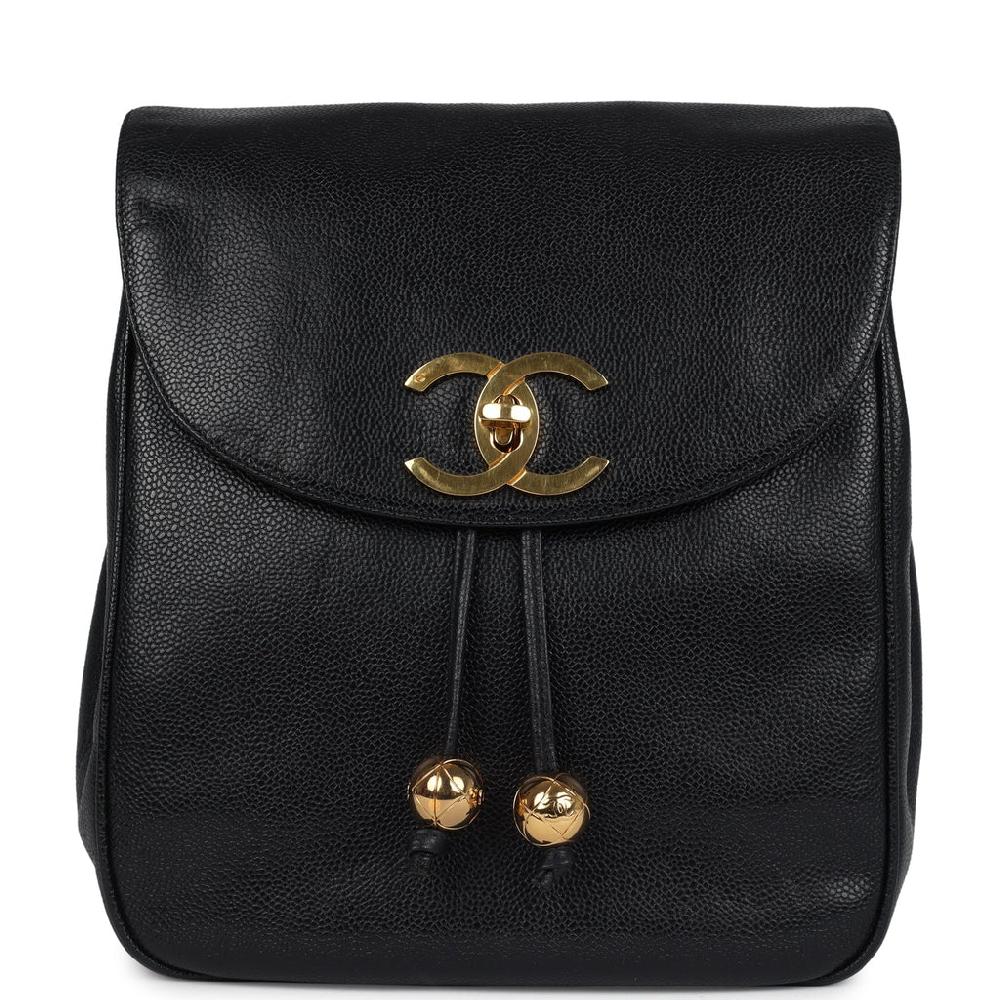 Vintage Chanel Medium CC Backpack Black Caviar Gold Hardware