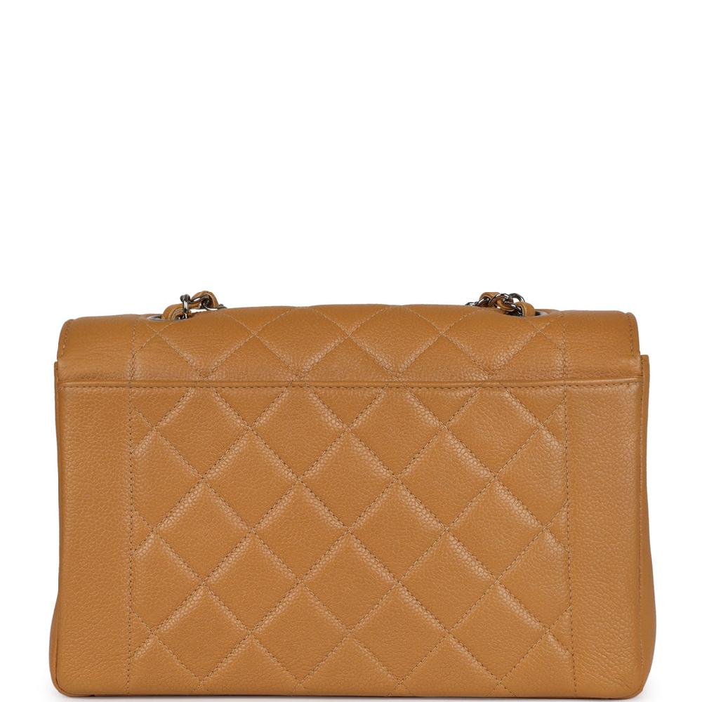 Vintage Chanel Medium Diana Flap Bag Dark Beige Caviar Silver Hardware