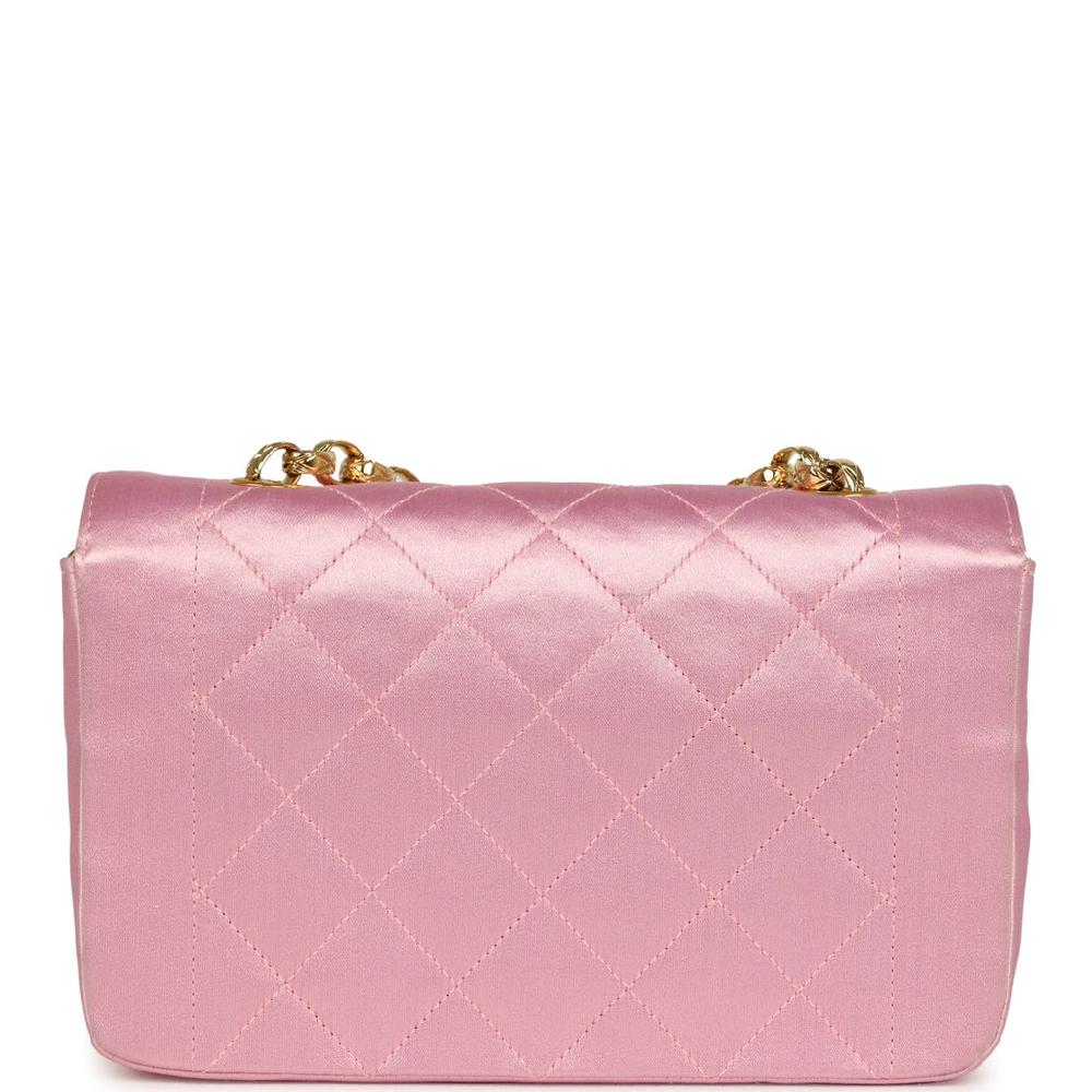 Vintage Chanel Mini Diana Flap Bag Pink Satin Gold Hardware