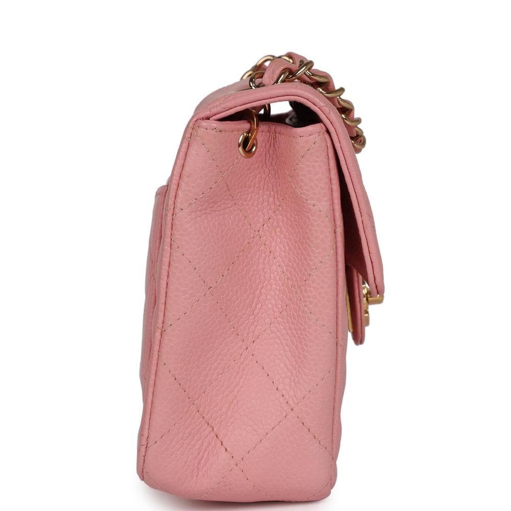 Vintage Chanel Mini Square Flap Pink Caviar Gold Hardware