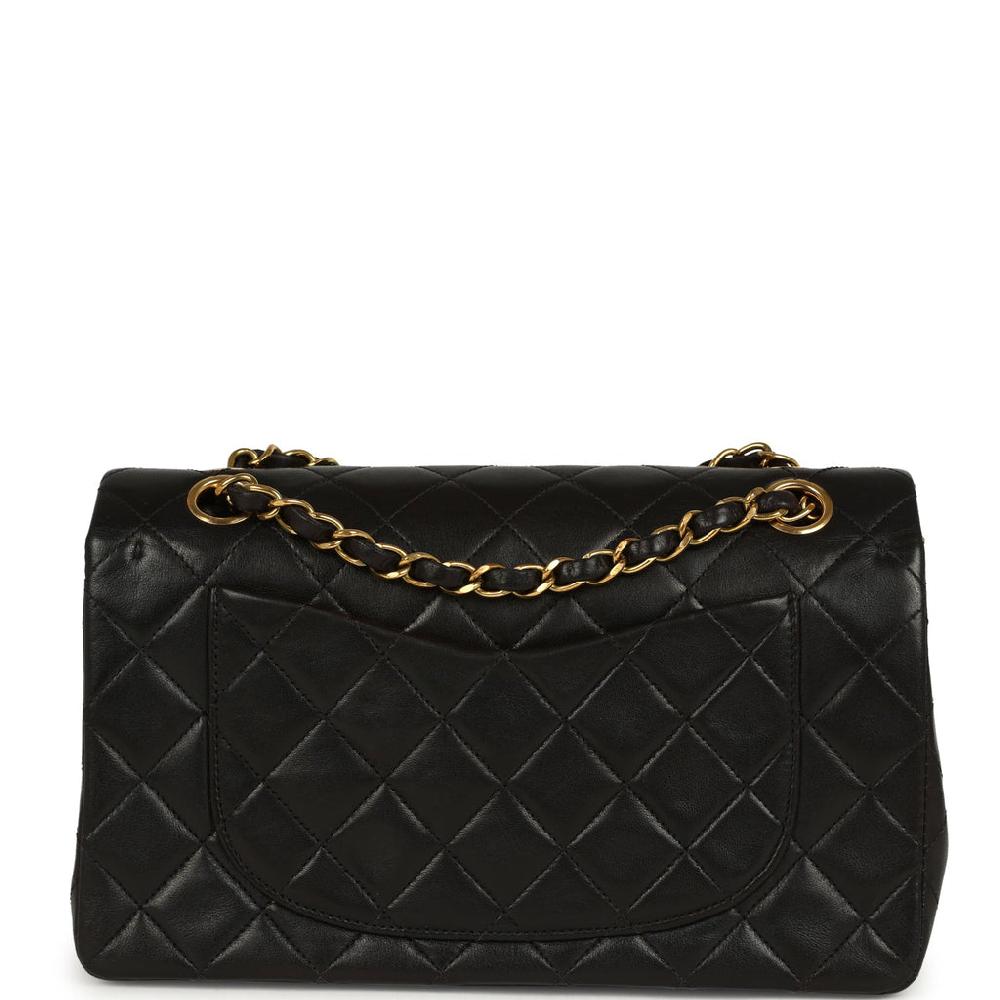 Vintage Chanel Small Classic Double Flap Black Lambskin Gold Hardware