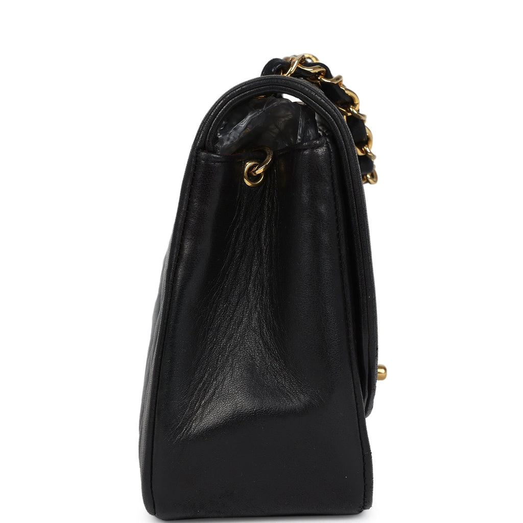 Vintage Chanel Small Diana Flap Bag Black Lambskin Gold Hardware