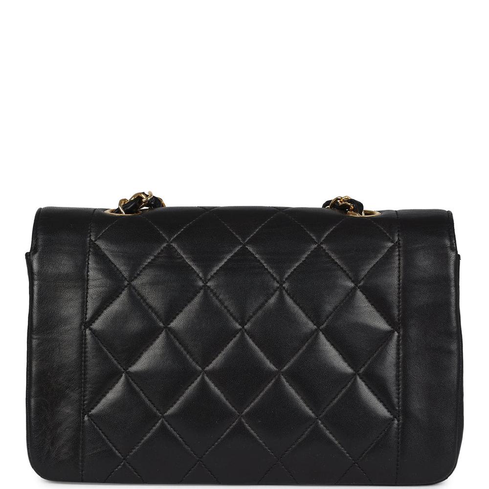 Vintage Chanel Small Diana Flap Bag Black Lambskin Gold Hardware