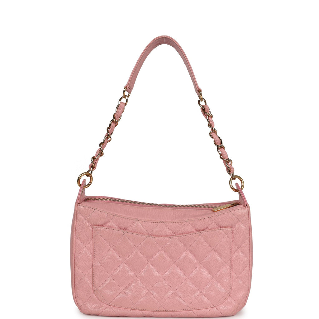 Vintage Chanel Timeless Shoulder Bag Pink Caviar Gold Hardware