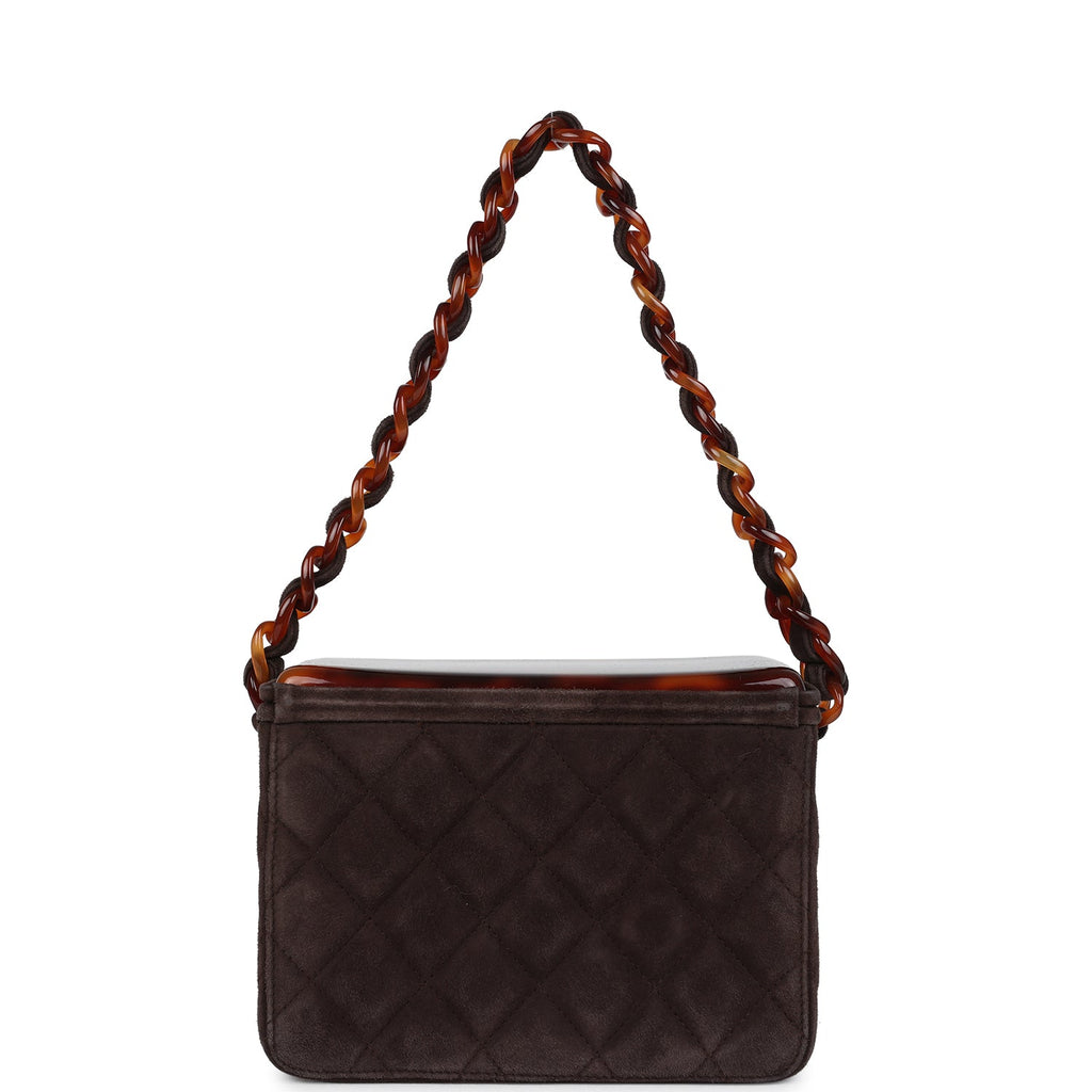 Vintage Chanel Vanity Box Bag Brown Suede And Tortoiseshell Bakelite Hardware