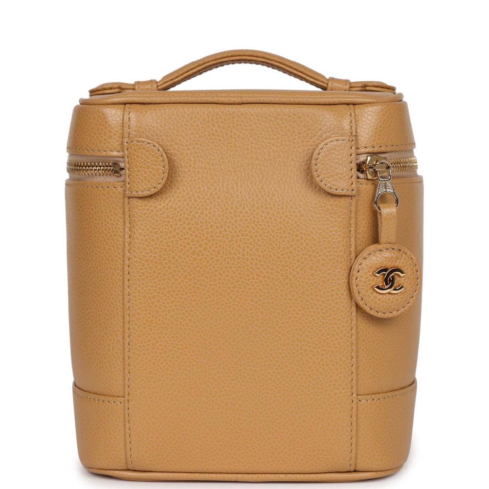 Vintage Chanel Vanity Dark Beige Caviar Gold Hardware