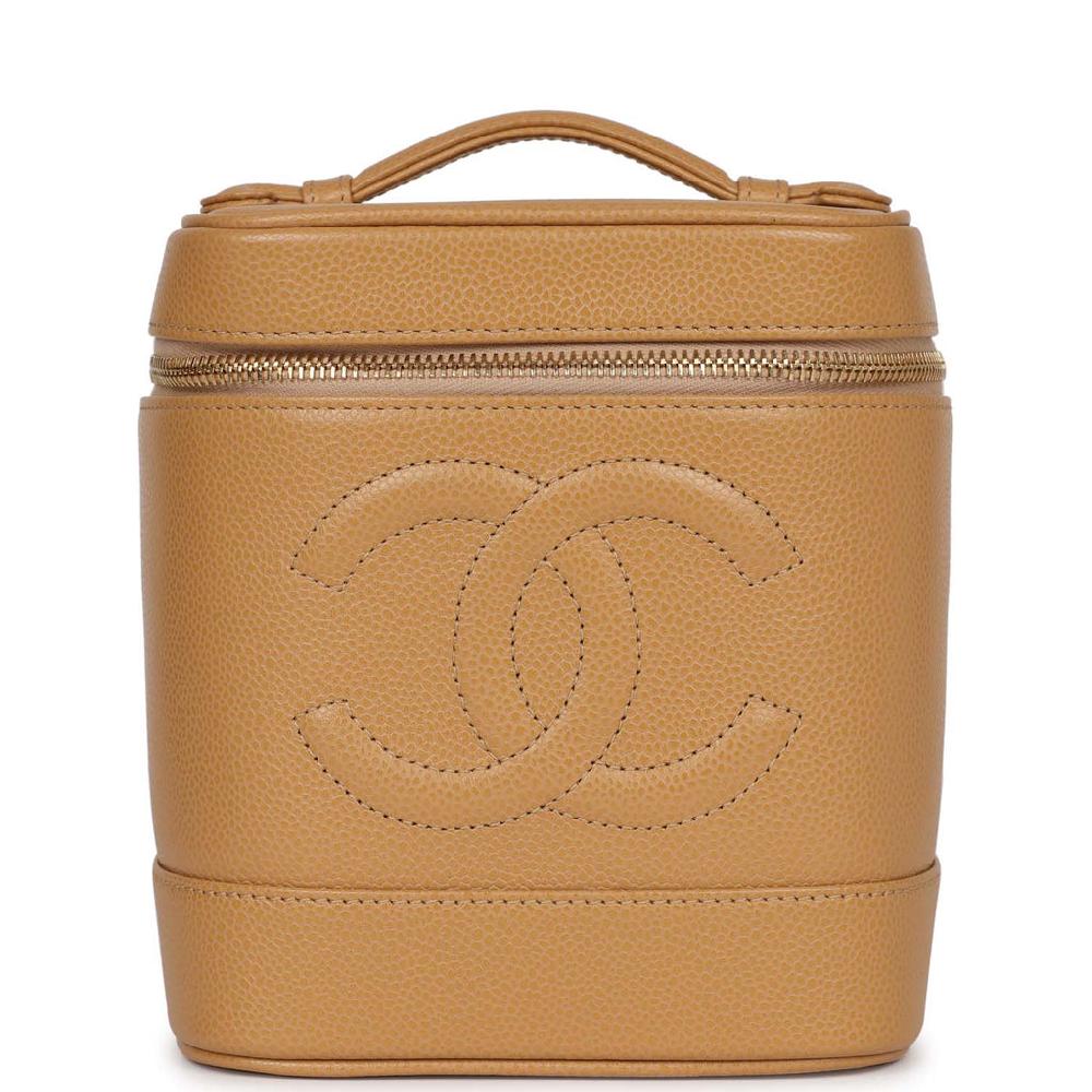Vintage Chanel Vanity Dark Beige Caviar Gold Hardware