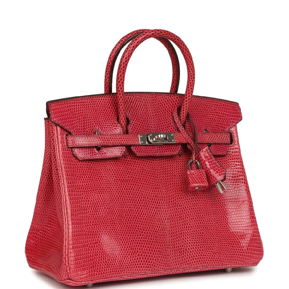 Vintage Hermes Birkin 25 Fuchsia Varanus Niloticus Lizard Palladium Hardware