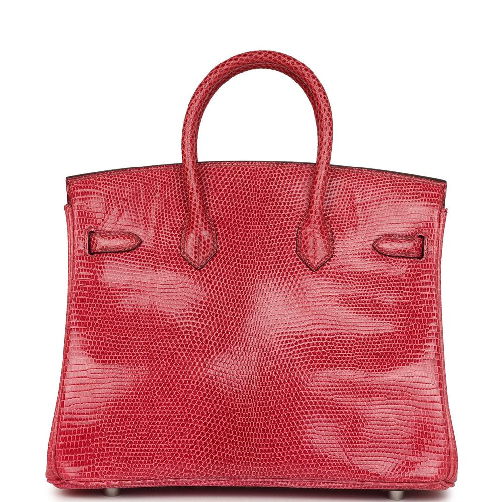 Vintage Hermes Birkin 25 Fuchsia Varanus Niloticus Lizard Palladium Hardware