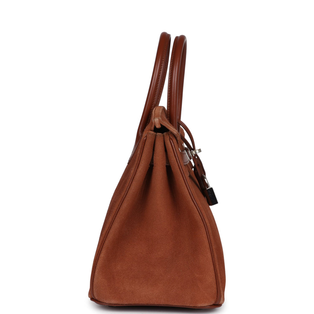 Vintage Hermes Birkin 25 Noisette Doblis And Box Palladium Hardware