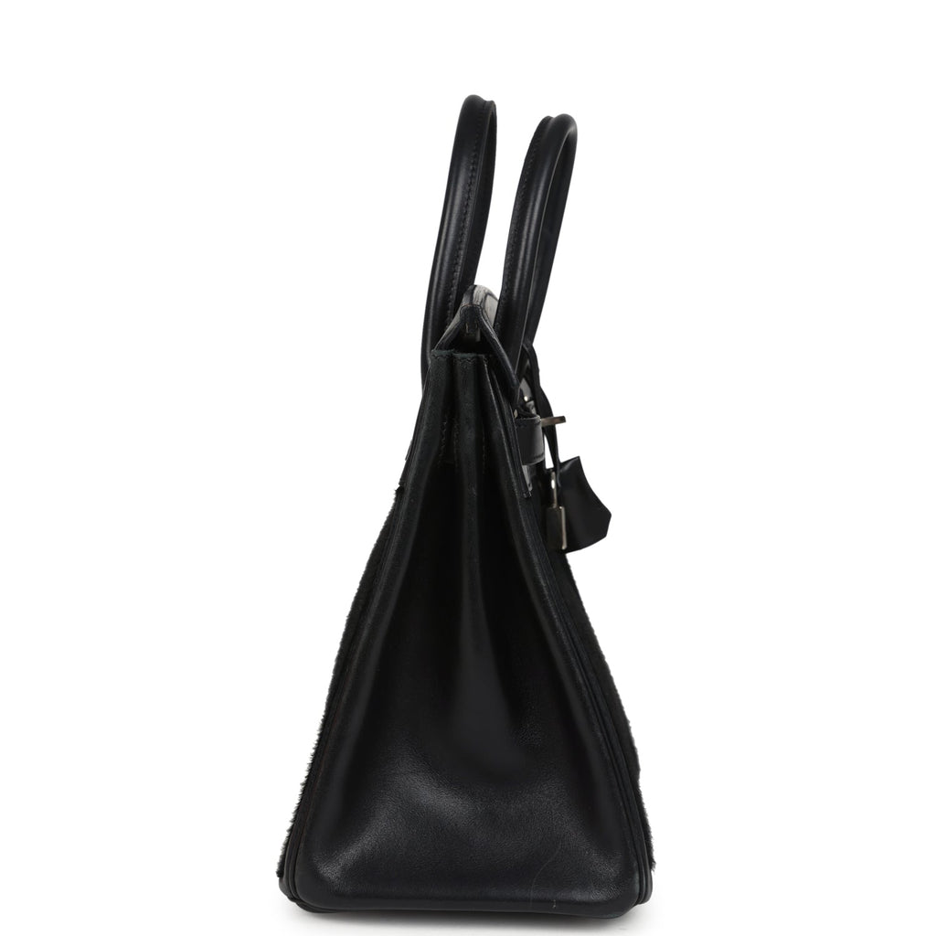 Vintage Hermes Birkin 28 HAC Black Evercalf And Troika Palladium Hardware