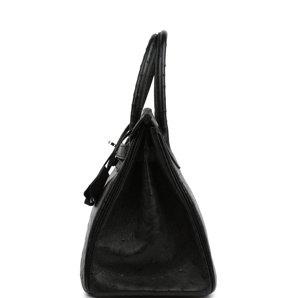 Vintage Hermes Birkin 30 Black Ostrich Palladium Hardware